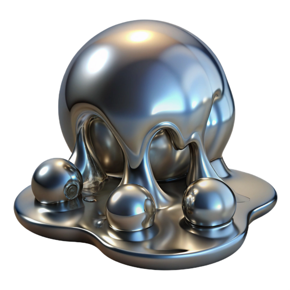 magnificent minimalist A Cascade of Liquid Mercury Reflecting a premium png