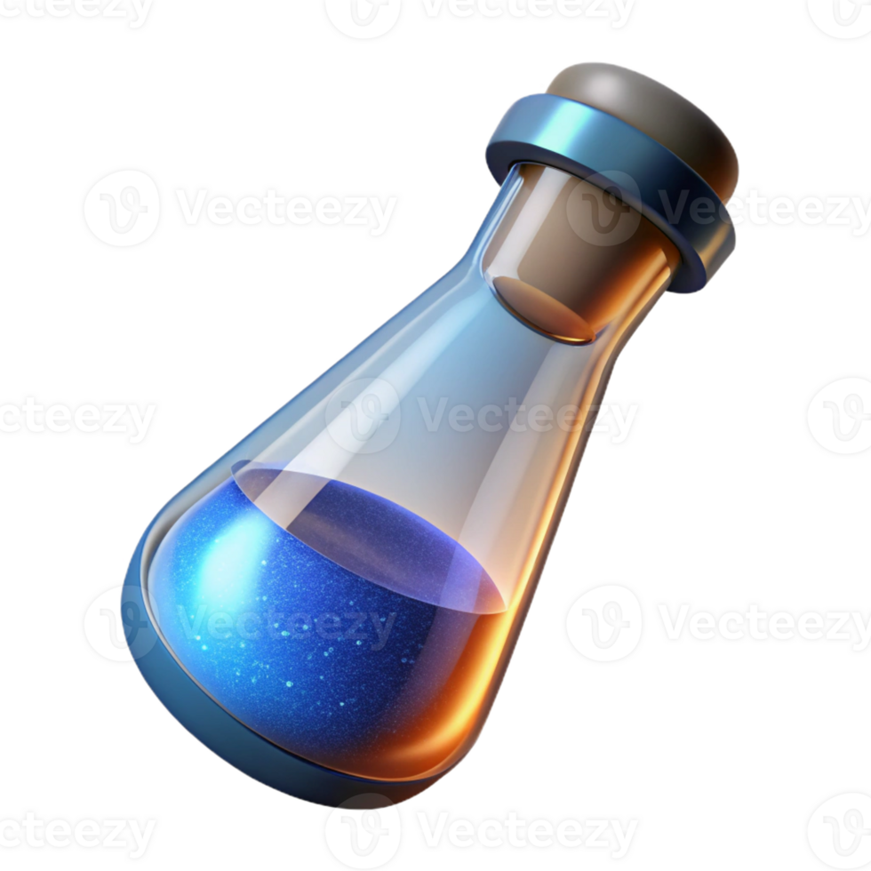 dramatic dynamic urban Photorealistic, isolated cutout of a single, glass vial, filled with glowing dust with refined png