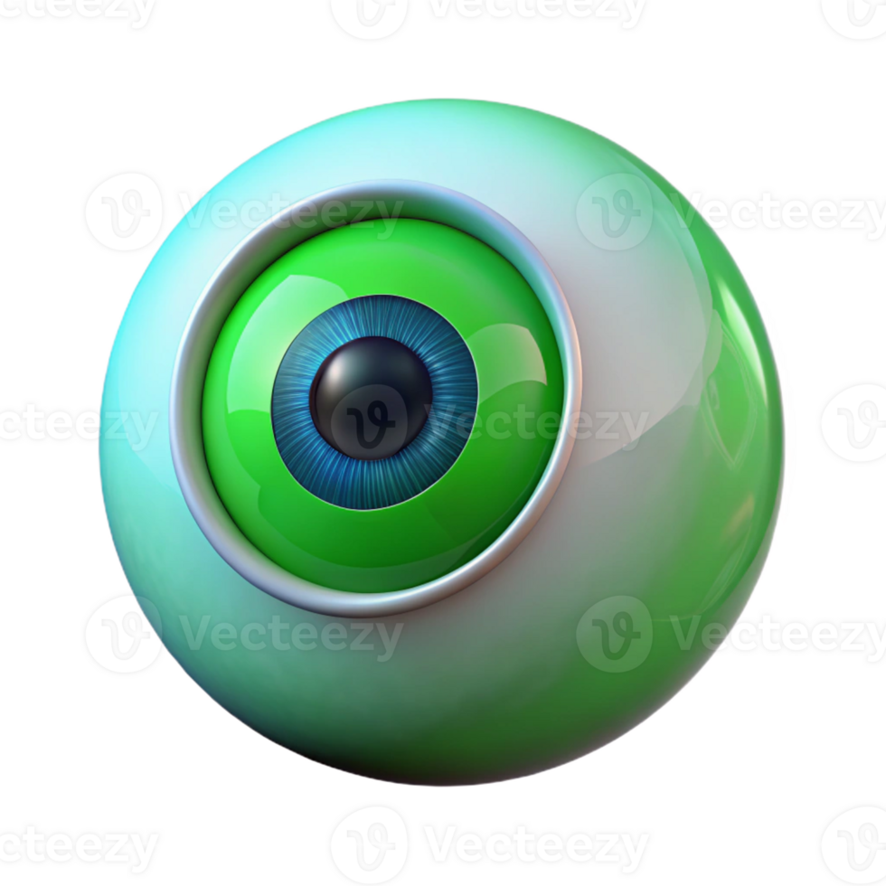energetic impressive A human eye, iris a vibrant green with Transparent Background authentic png