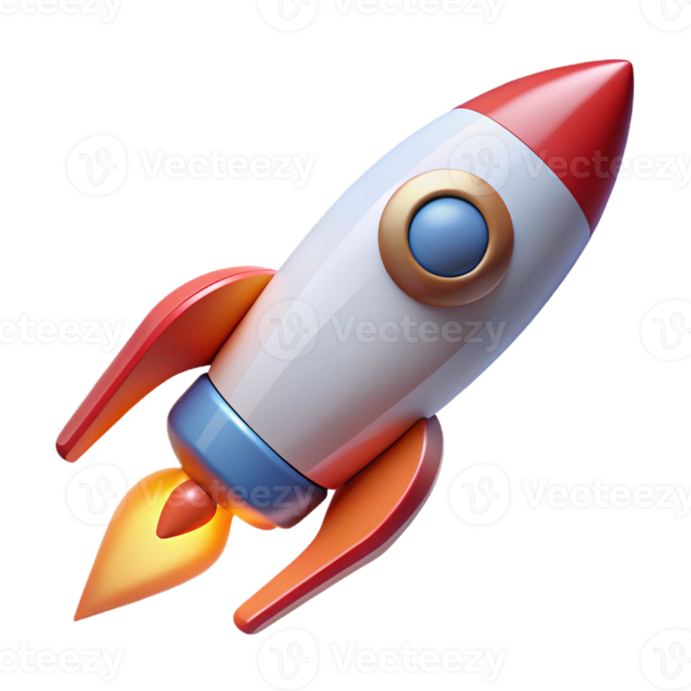 coveted tropical Rocket launching into space with Transparent Background handcrafted png