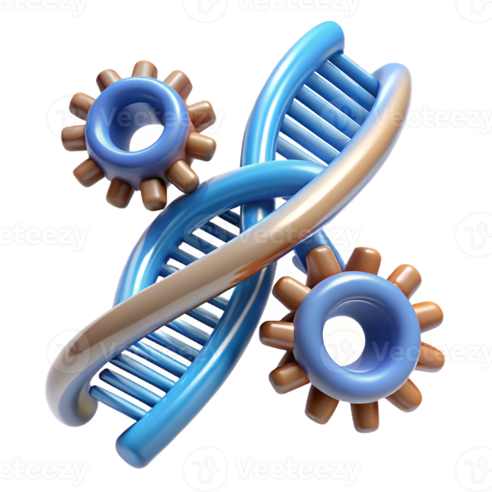 elegant standout A DNA double helix constructed from interconnected gears with Transparent Background png