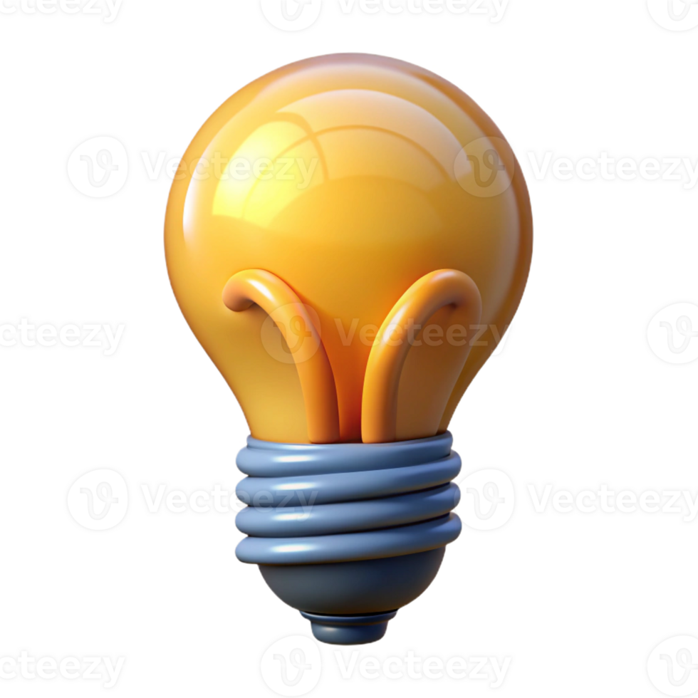 dazzling acclaimed A stylized lightbulb, filament glowing brightly with Transparent Background png