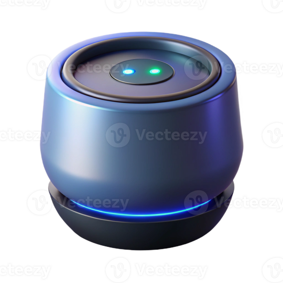 distinctive impressionist Hyper-specific, concept art style isolated cutout of a levitating smart speaker, voice assistant technology with Transparent Background 8K png