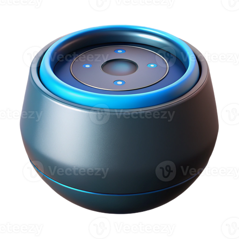 distinctive organic Hyper-specific, concept art style isolated cutout of a levitating smart speaker, voice assistant technology with Transparent Background elite png