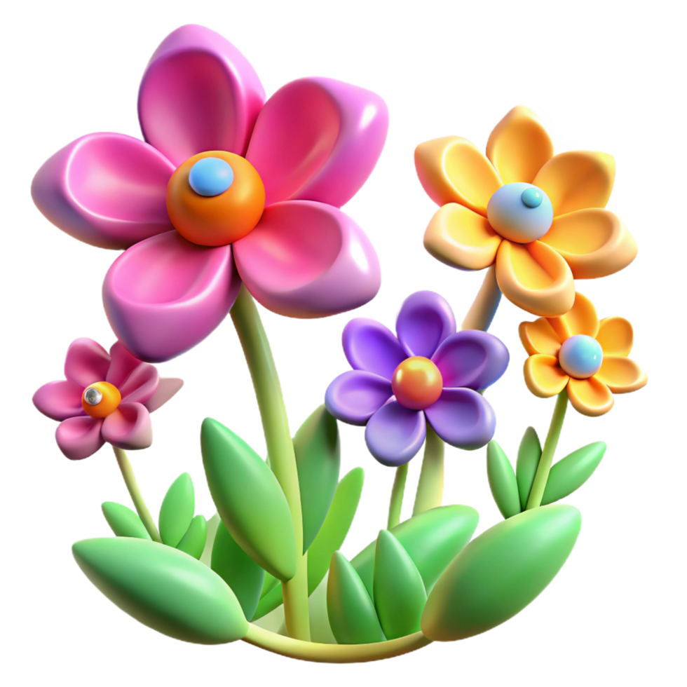 serene traditional A Field of Colorful Abstract Flowers high quality png