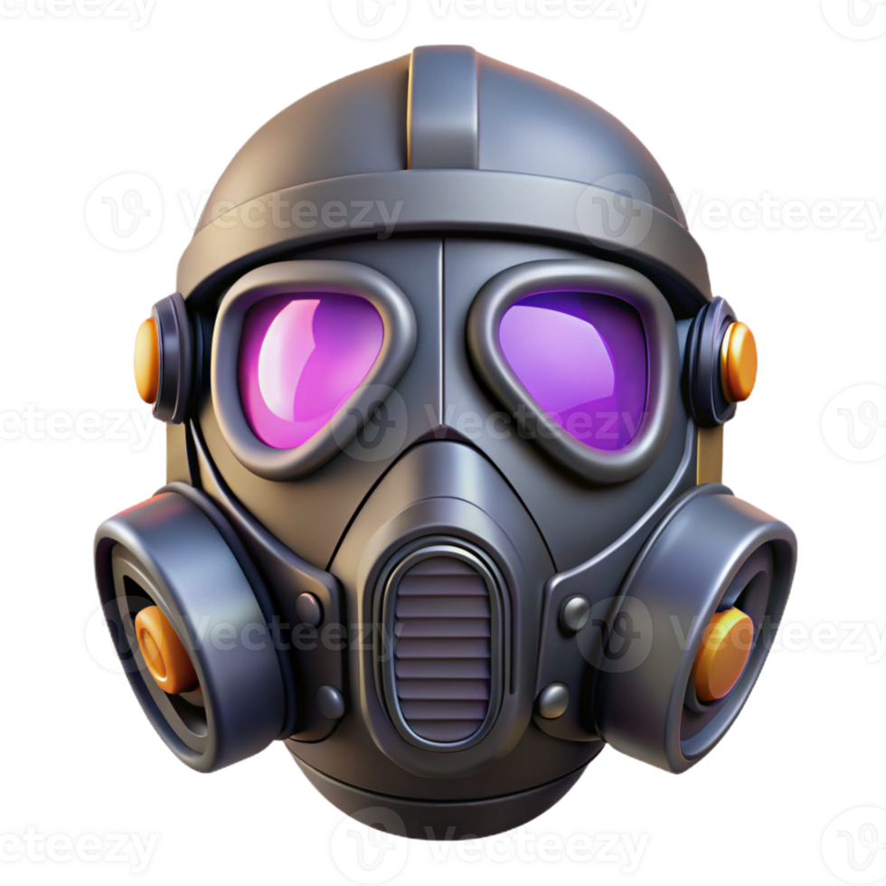 breathtaking exceptional Isolated cutout of a photorealistic, ultra-detailed, professional render of a single cyberpunk respirator mask with LED accents with Transparent Background png