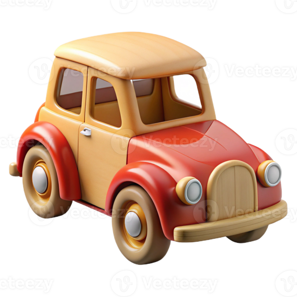 alluring melancholic avant-garde Photorealistic, isolated cutout of a vintage wooden toy car, ultra-detailed with Transparent Background detailed png