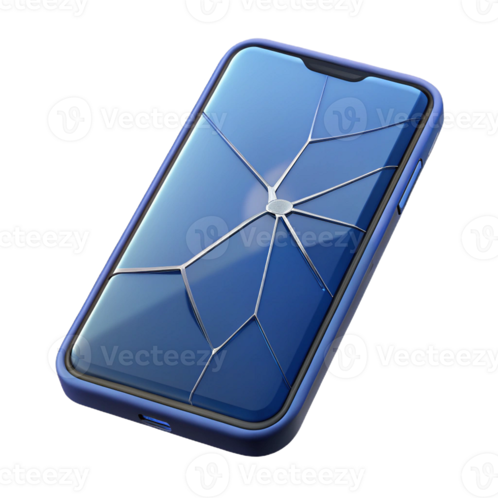 captivating surreal Smartphone with cracked screen with Transparent Background luxury png