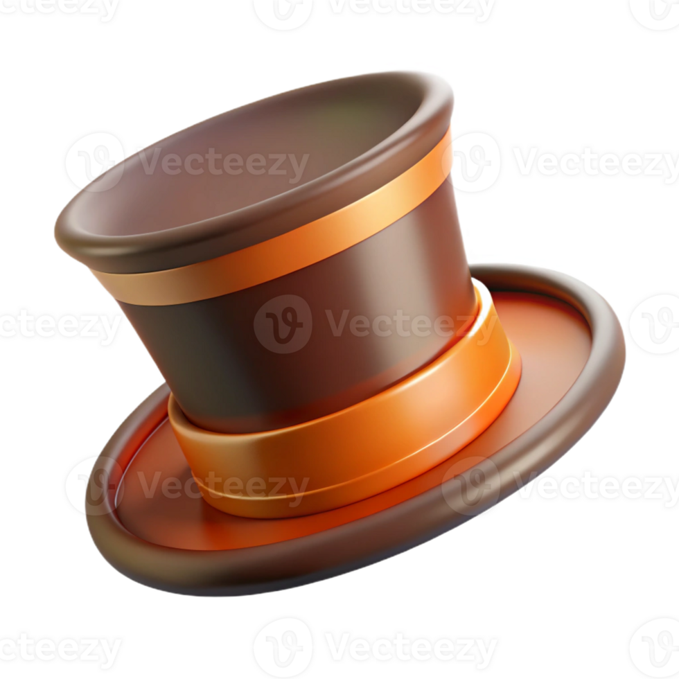 dramatic tranquil industrial Concept art style, isolated cutout of a vintage top hat, ultra-detailed with Transparent Background impeccable png