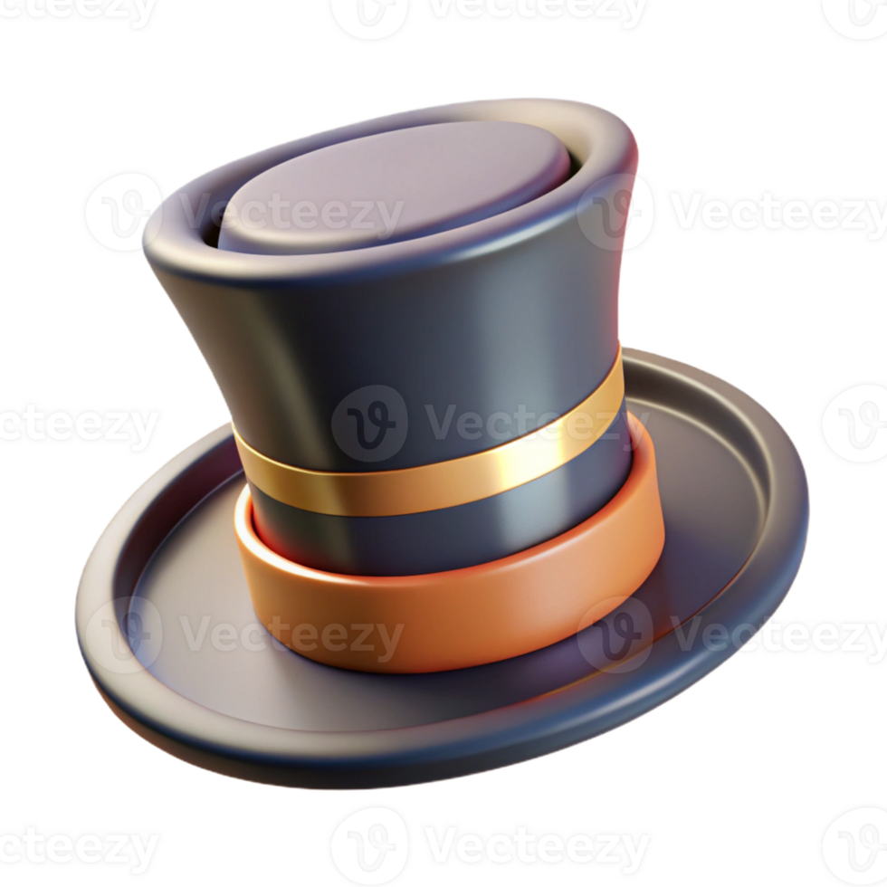 breathtaking abstract Concept art style, isolated cutout of a vintage top hat, ultra-detailed with Transparent Background precision png