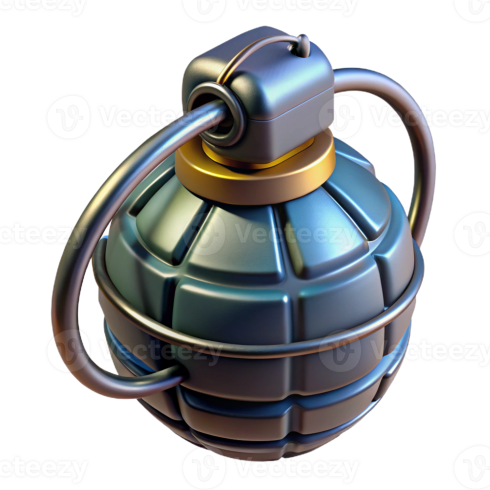 acclaimed organic Isolated cutout of a photorealistic, ultra-detailed professional render of a single cyberpunk grenade with visible wiring with Transparent Background crisp png