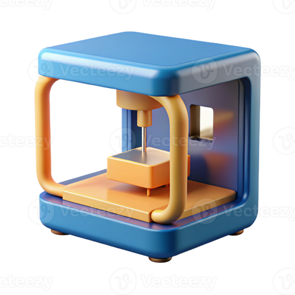 captivating energetic artistic D printer printing a small object with Transparent Background studio quality png