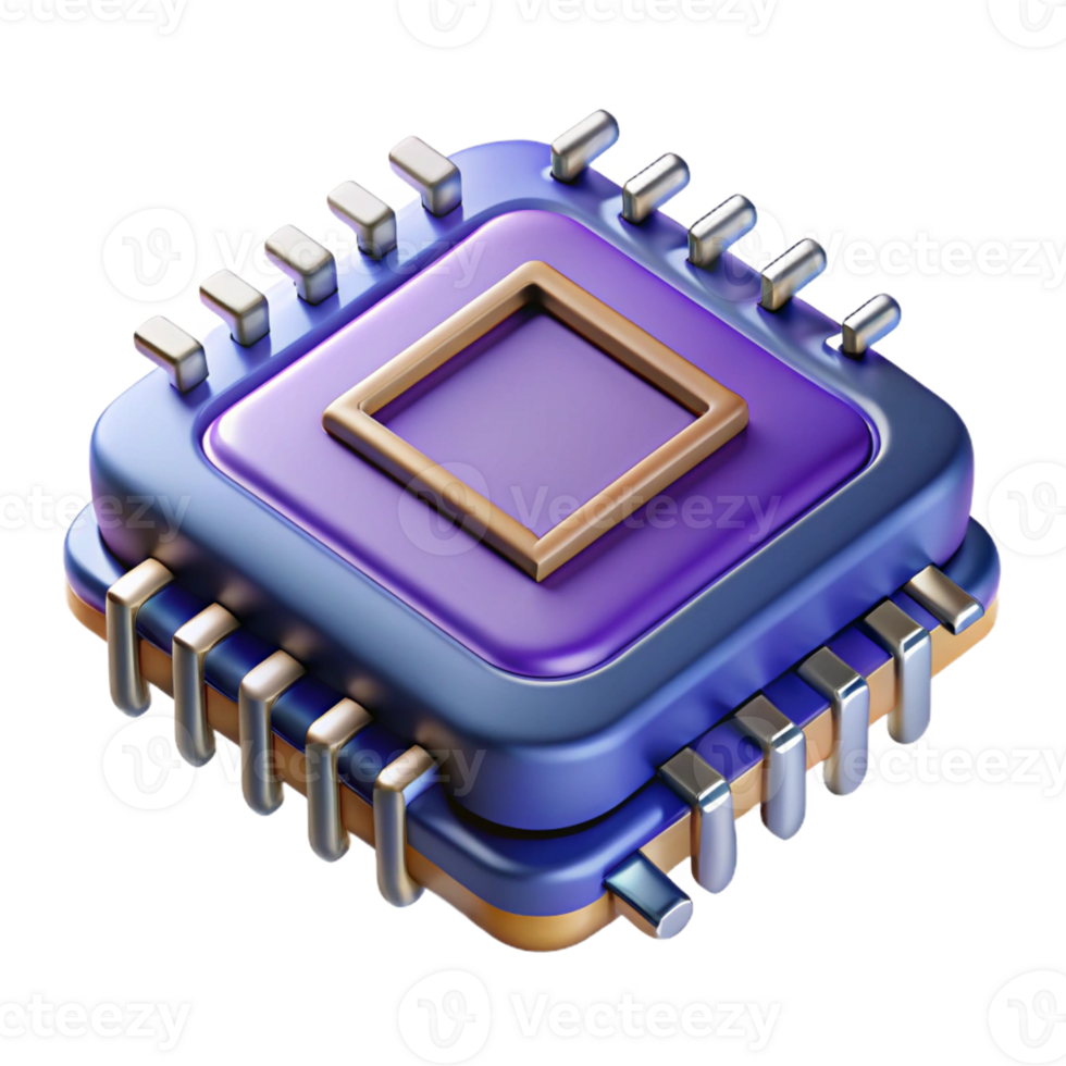 exceptional elegant Ultra-detailed, professional render of an isolated cutout of a quantum computer processor, next-generation computing technology with Transparent Background fine detail png