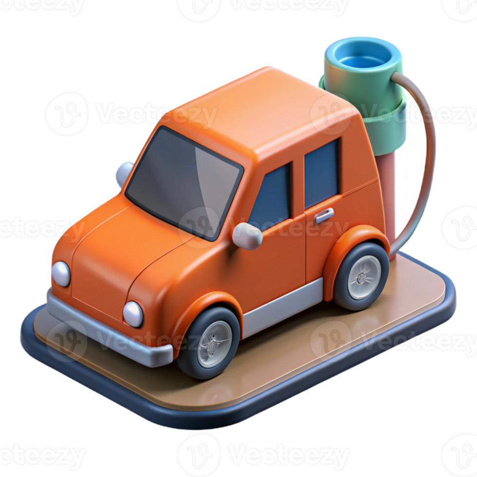 calm radiant Electric car charging at a station with Transparent Background original png