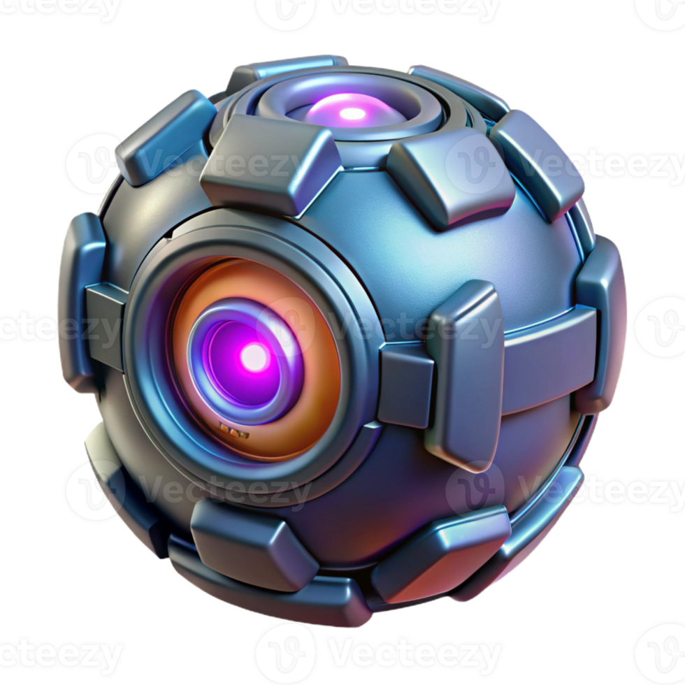 breathtaking passionate art deco Photorealistic, ultra-detailed, isolated cutout, professional render of a single cyberpunk energy cell with glowing core with Transparent Background expertly shot png