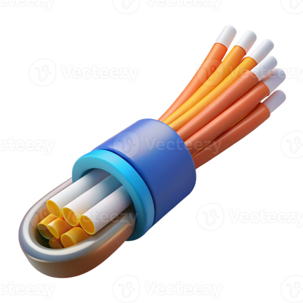 dramatic elegant Fiber optic cable transmitting data with Transparent Background ultra HD png