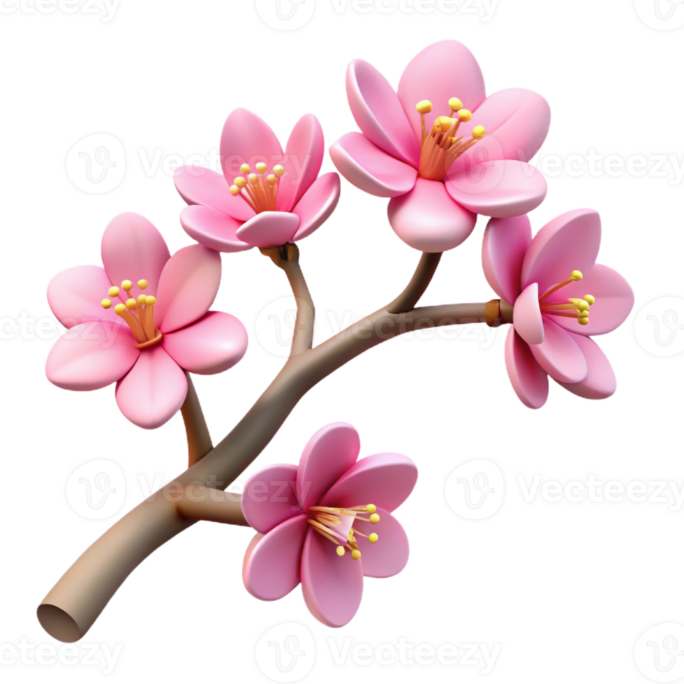 beautiful notable Tree branch with cherry blossoms with Transparent Background Branch and blossoms are considered a single entity png