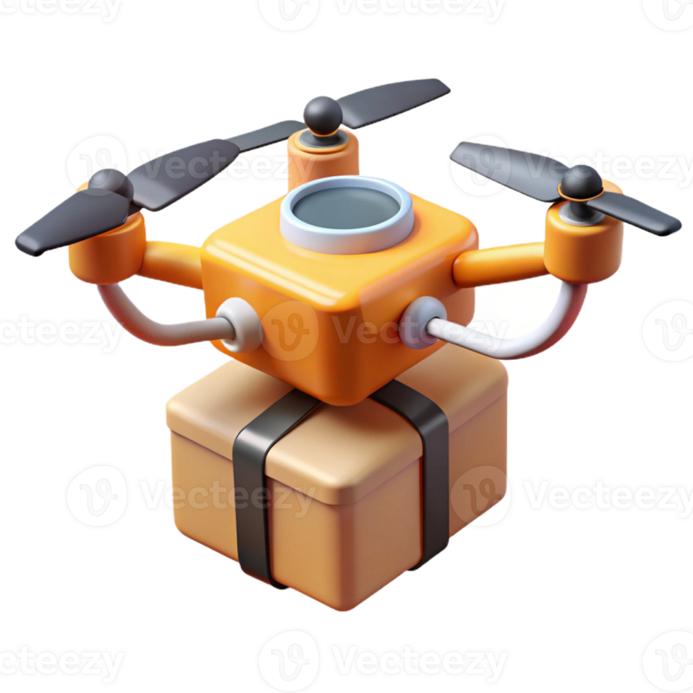 exquisite nostalgic mid-century Delivery drone, package delivery with Transparent Background 8K png