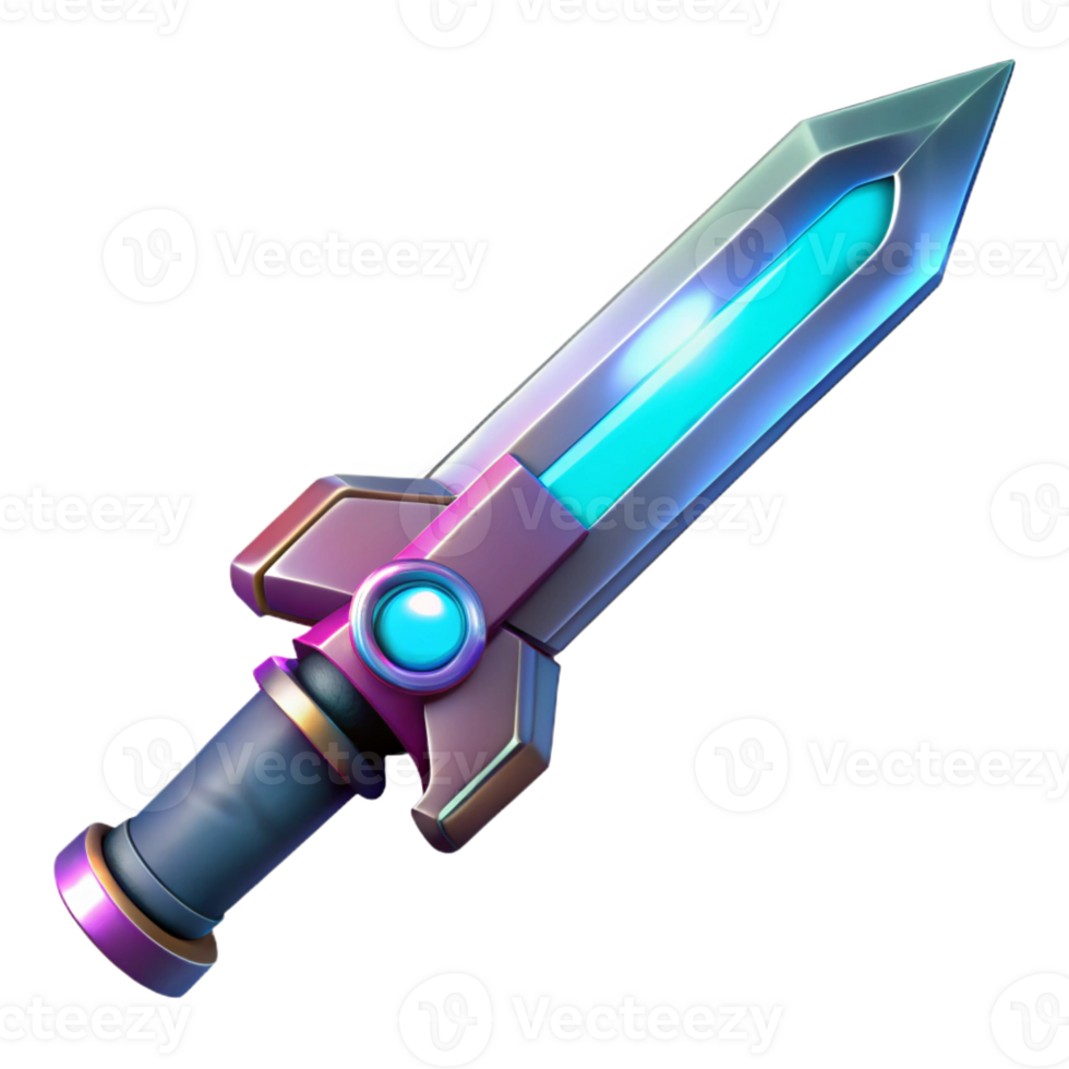 elegant distinguished Photorealistic, ultra-detailed professional render, isolated cutout of a single cyberpunk energy blade with retractable design with Transparent Background png