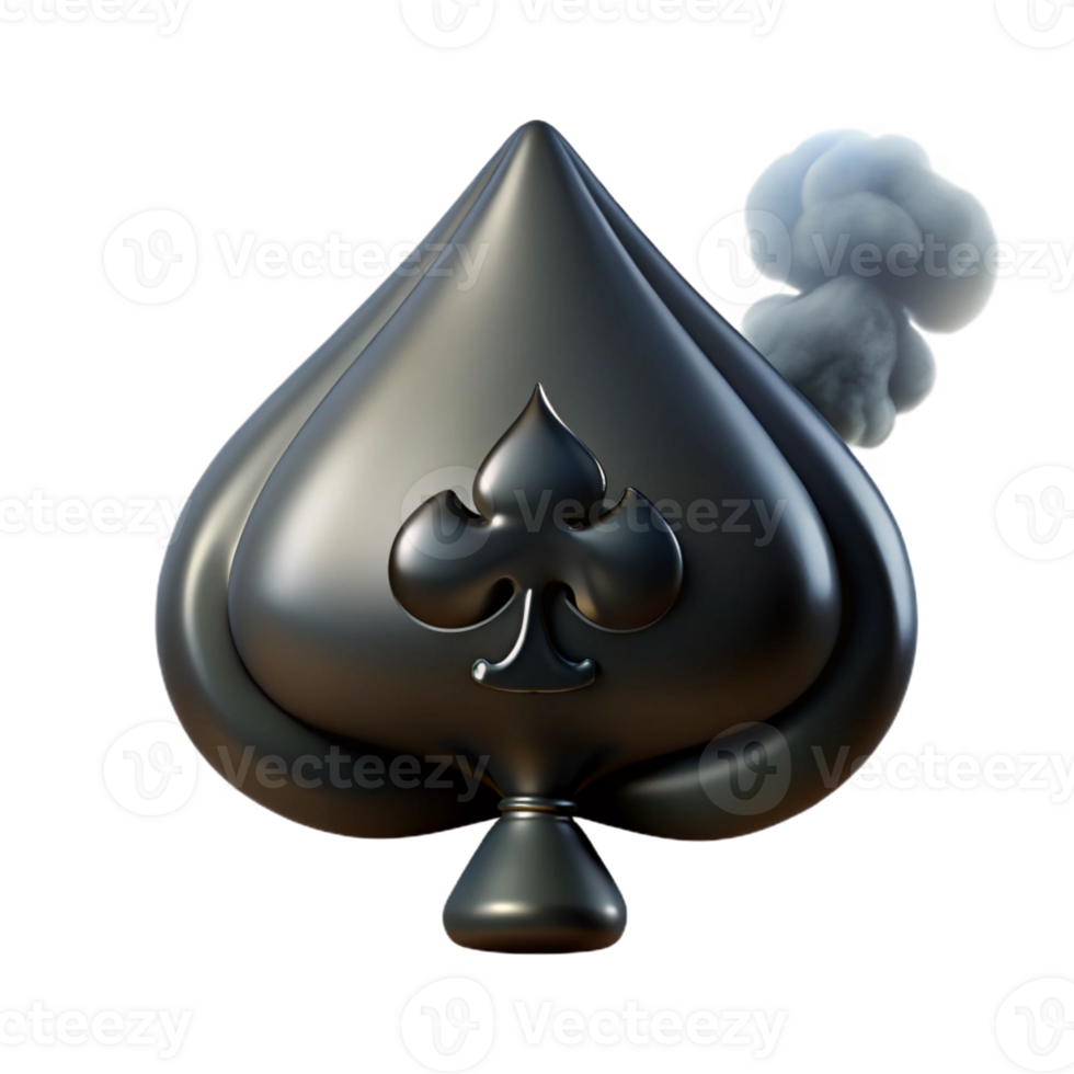 bold dramatic A single playing card, the Ace of Spades, made of dark smoke with Transparent Background expertly shot png