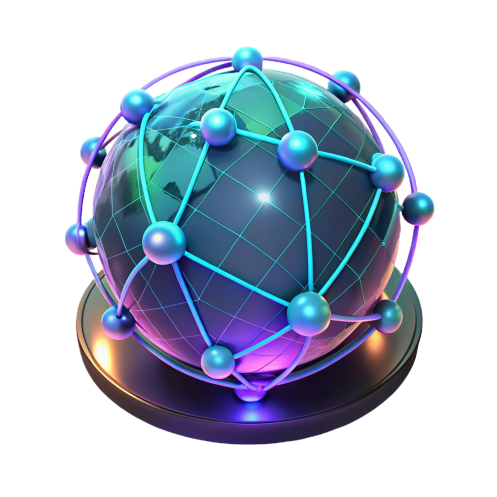 vibrant contemporary A Holographic Projection of a Global high resolution png