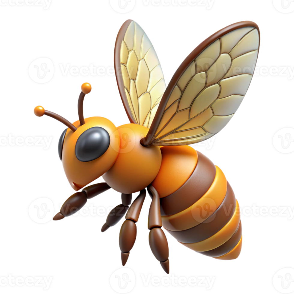 dazzling joyful gothic Honeybee in flight, wings spread with Transparent Background luxury png
