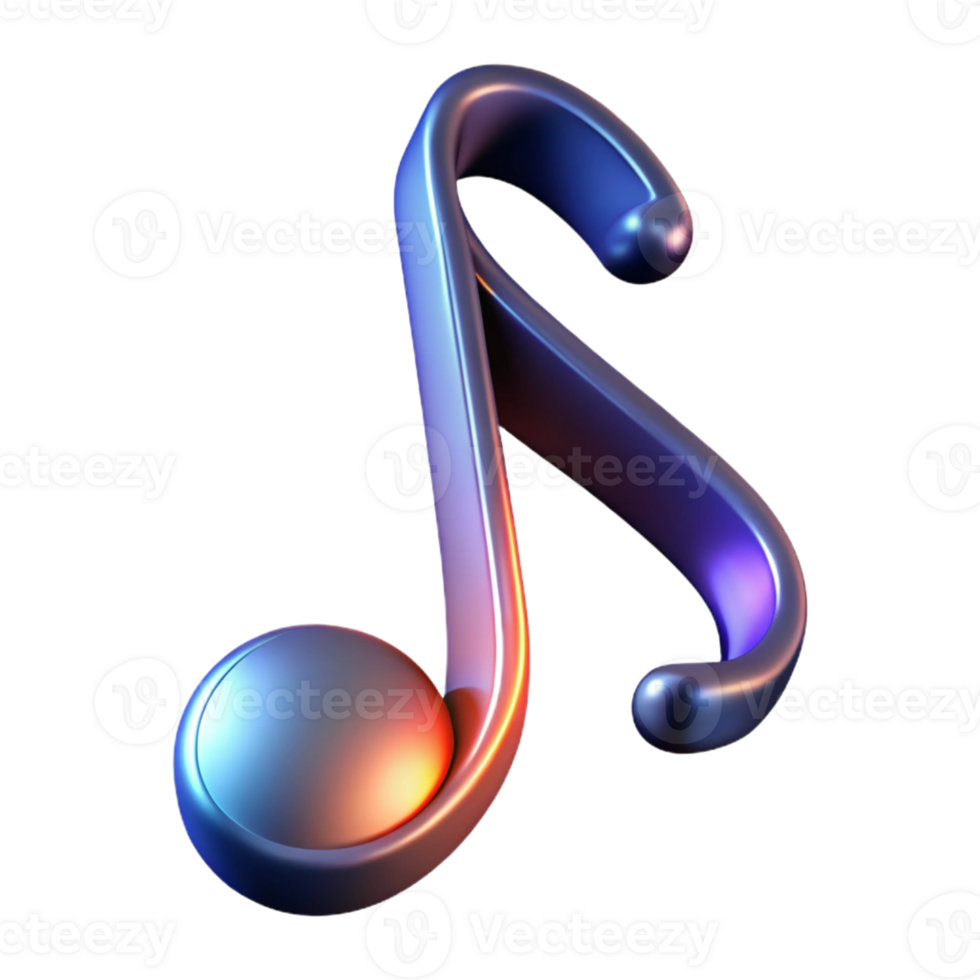 dazzling acclaimed A single musical note formed by a ribbon of light with Transparent Background png