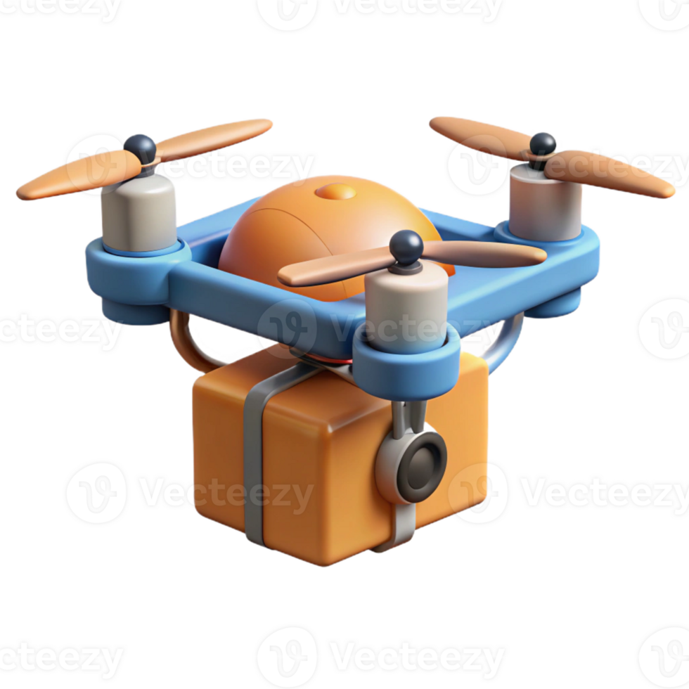 bold fascinating Delivery drone carrying a package with Transparent Background fine detail png