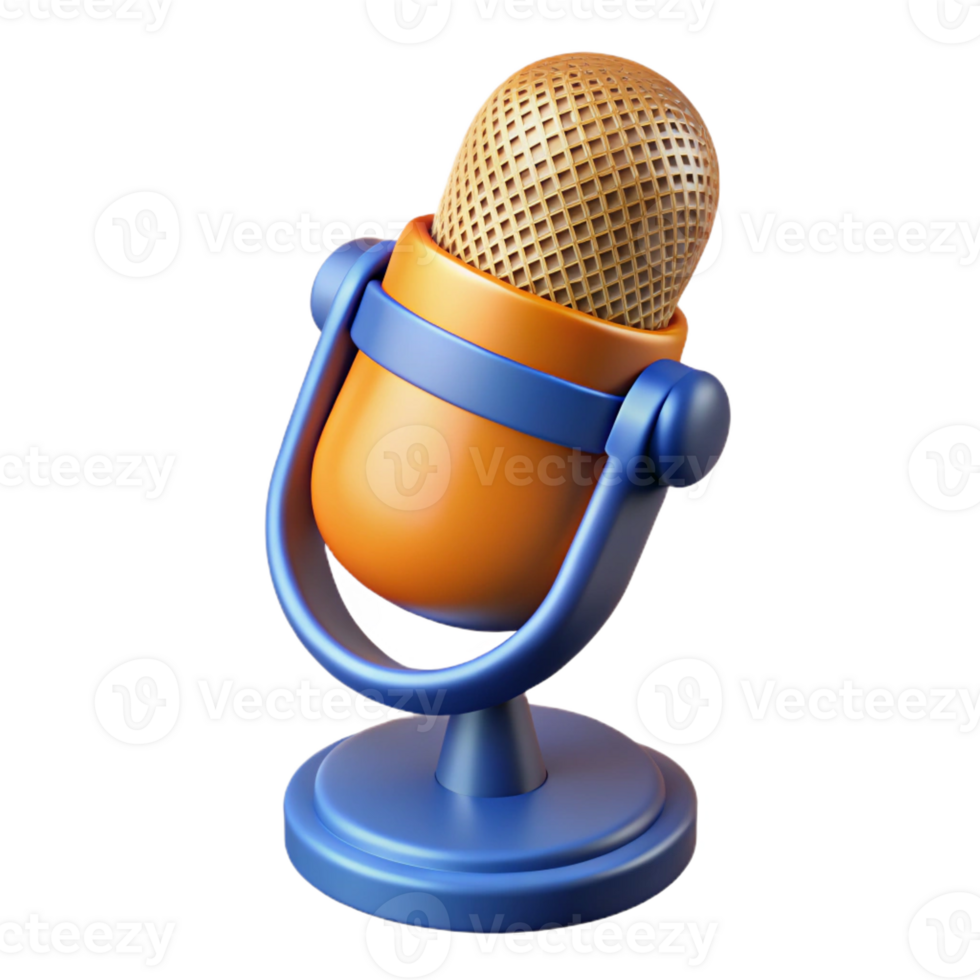 beautiful mid-century Professional microphone for recording audio with Transparent Background expertly shot png