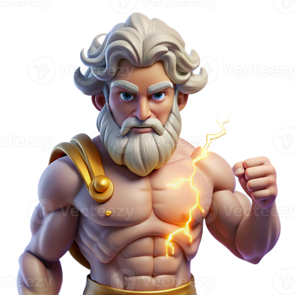 beautiful celebrated Isolated cutout, ultra-detailed, professional render of a single Olympian god's thunderbolt, crackling with energy with Transparent Background png