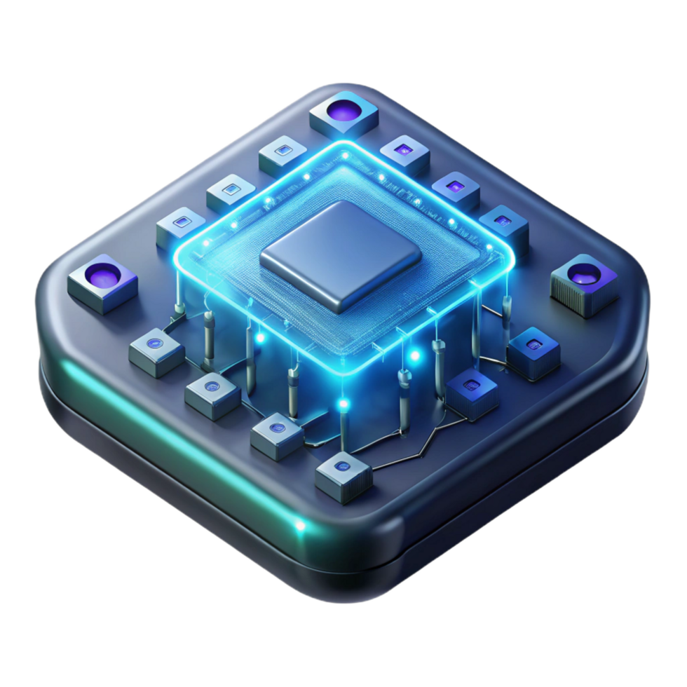 dramatic artistic A Single Glowing Circuit Board Floating professional png