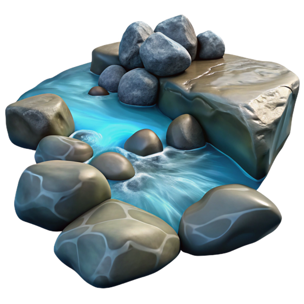 elegant artistic A Babbling Brook Flowing over Smooth high resolution png