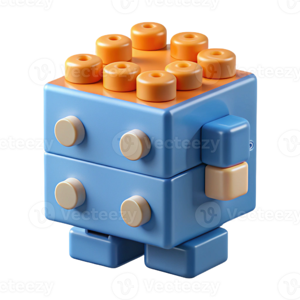 enchanting unforgettable Concept art style, isolated cutout of a self-assembling, robotic brick with Transparent Background png