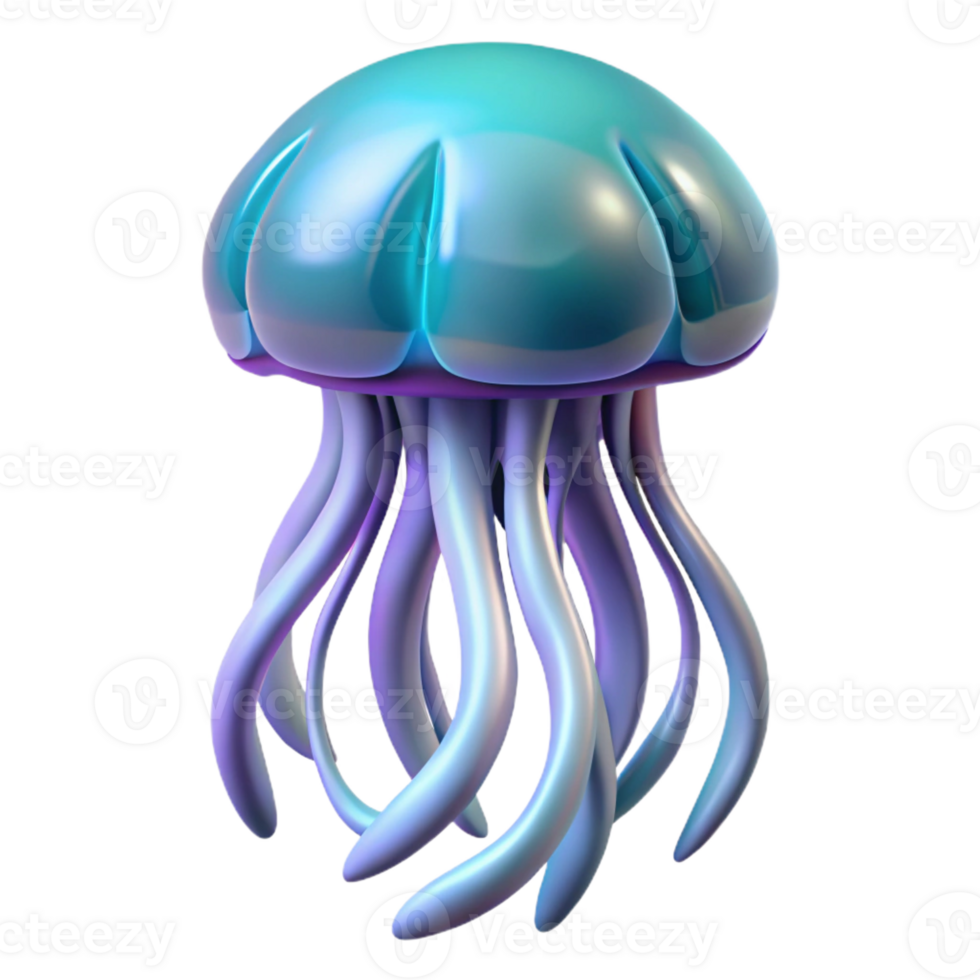 alluring modern Ultra-detailed, concept art style, isolated cutout of a single, bioluminescent, fractal-patterned jellyfish with Transparent Background premium png