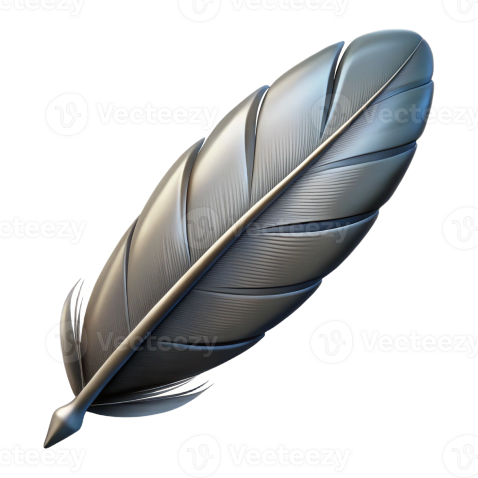 enchanting nostalgic mid-century Isolated cutout, ultra-detailed professional render of a single feather from a Valkyrie's helm with Transparent Background fine detail png
