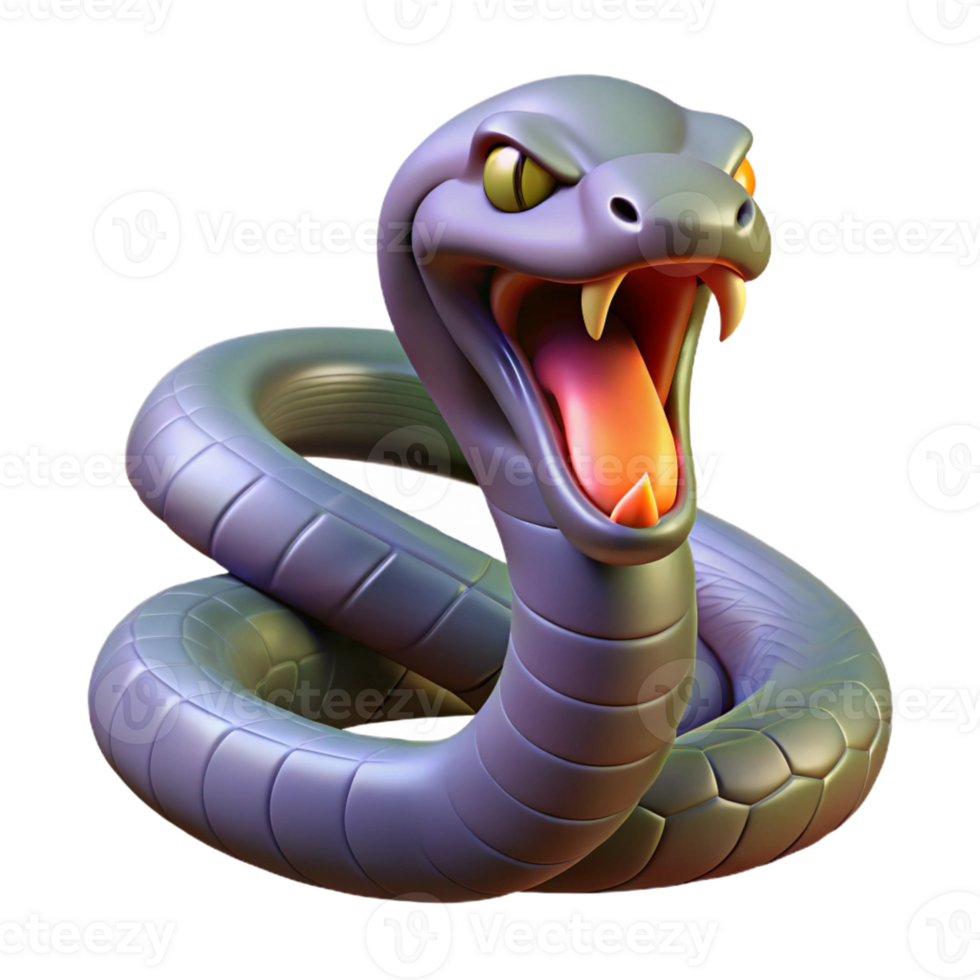 dramatic vintage Photorealistic, hyper-specific, concept art style render of a single Gorgon's snake, hissing with Transparent Background professional png