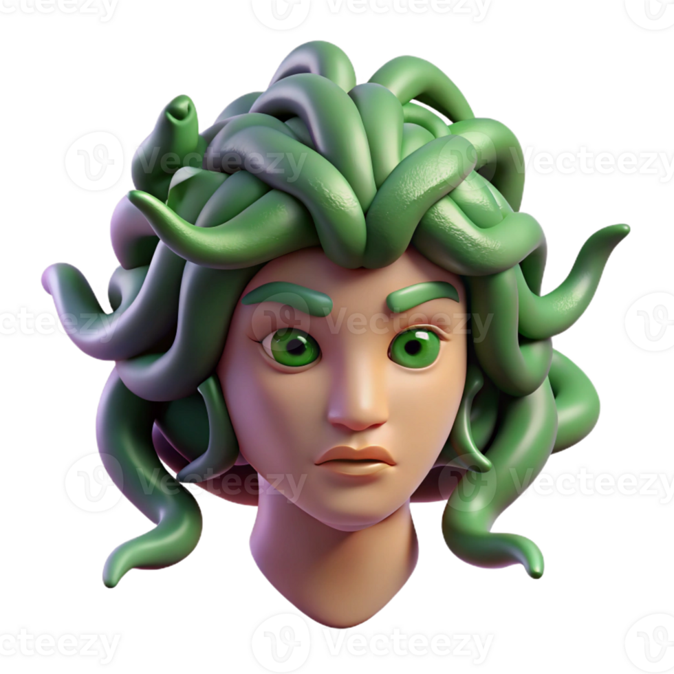 exemplary urban Medusa's head with snakes with Transparent Background sharp png