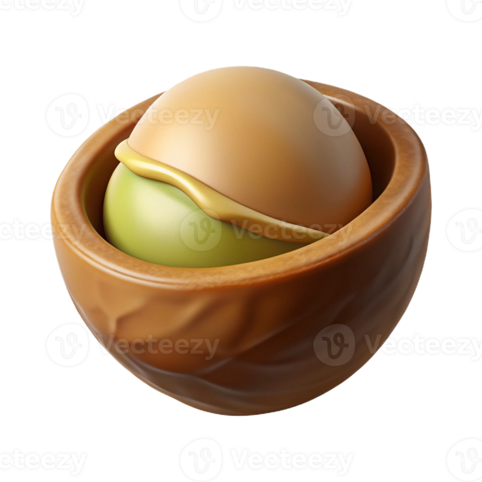 beautiful nostalgic elegant Macadamia nut, in shell with Transparent Background handcrafted png