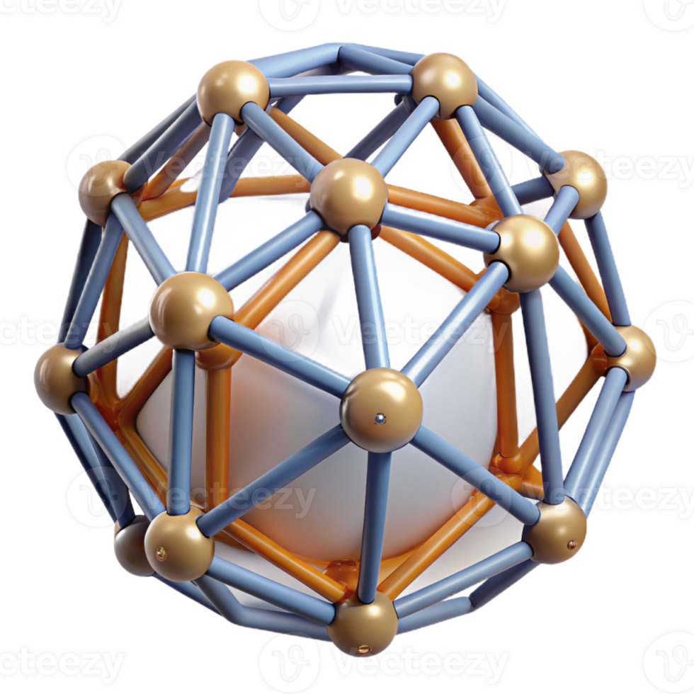 dynamic mesmerizing Geodesic dome connector hub, with Transparent Background refined png
