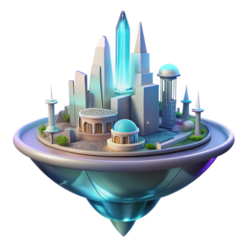 wonderful rustic Futuristic Floating City original png