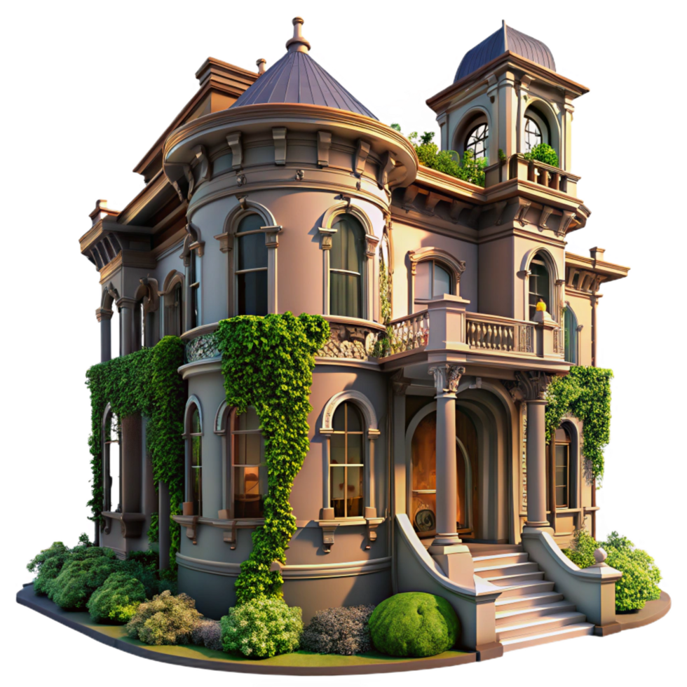 impressive classic Victorian Mansion Ornate Wrought Iron 4K png