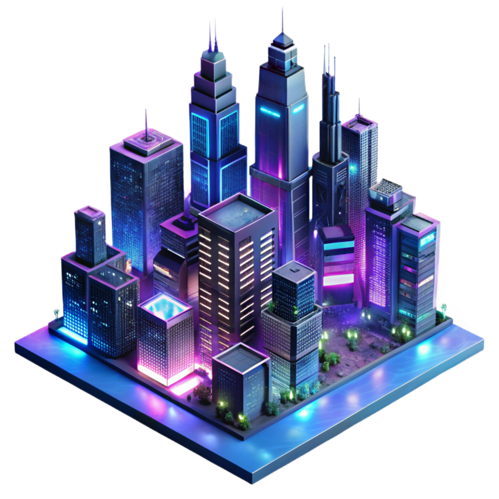 impressive rustic Cyberpunk Cityscape Towering 4K png