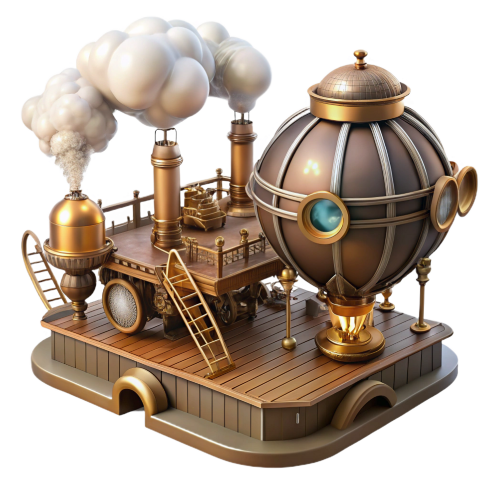 elegant creative Steampunk Airship Dock Intricate Gears genuine png