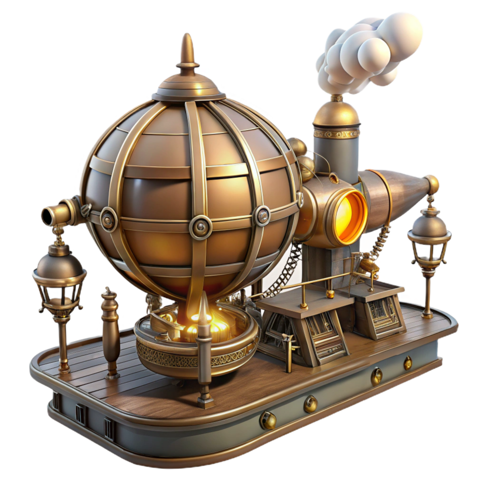 wonderful vintage Steampunk Airship Dock Intricate Gears genuine png