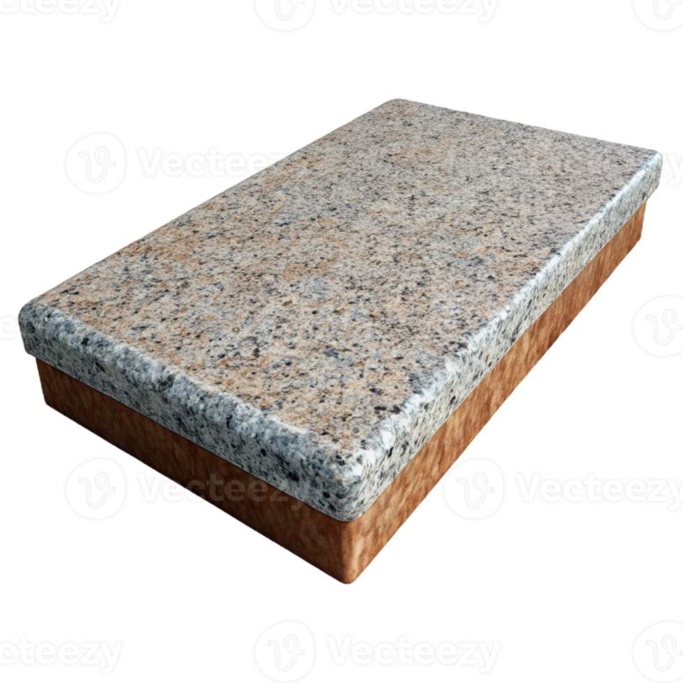 celebrated impressionist Hyper-specific professional render of a single, granite countertop slab with a polished finish Isolated cutout with Transparent Background genuine png