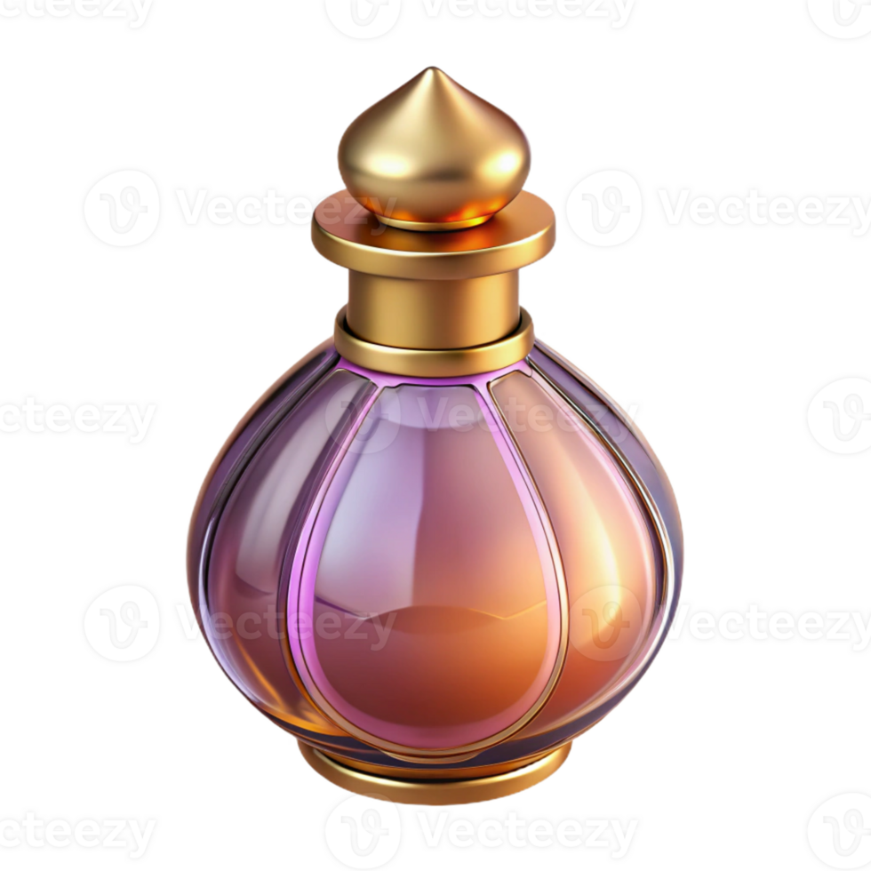 alluring sought-after Concept art style, isolated cutout of a single Art Nouveau perfume bottle, photorealistic, ultra-detailed, professional render with Transparent Background png