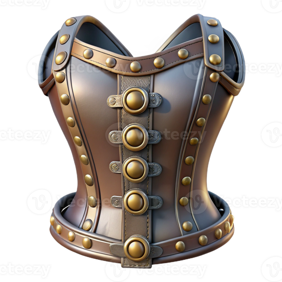 celebrated impressionist Steampunk corset with metallic buckles and rivets with Transparent Background exclusive png