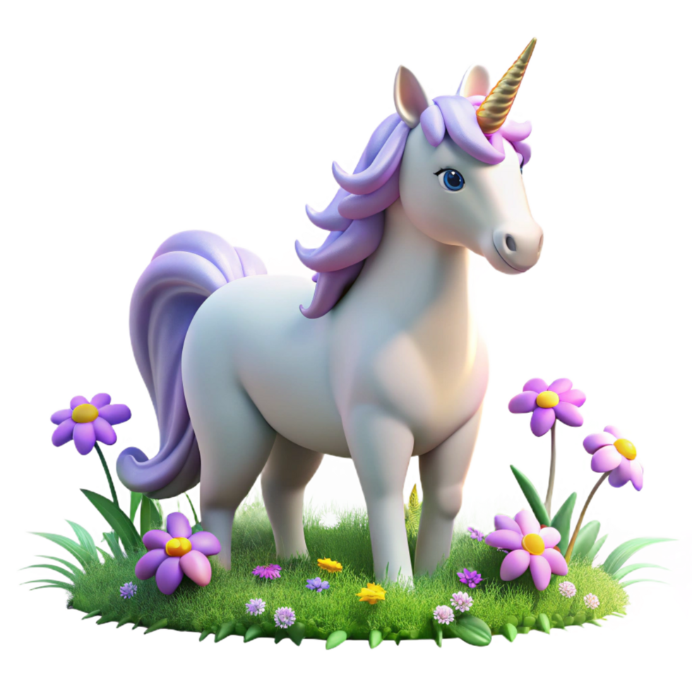 beautiful classic A Gentle Unicorn Grazing in a Meadow of 4K png