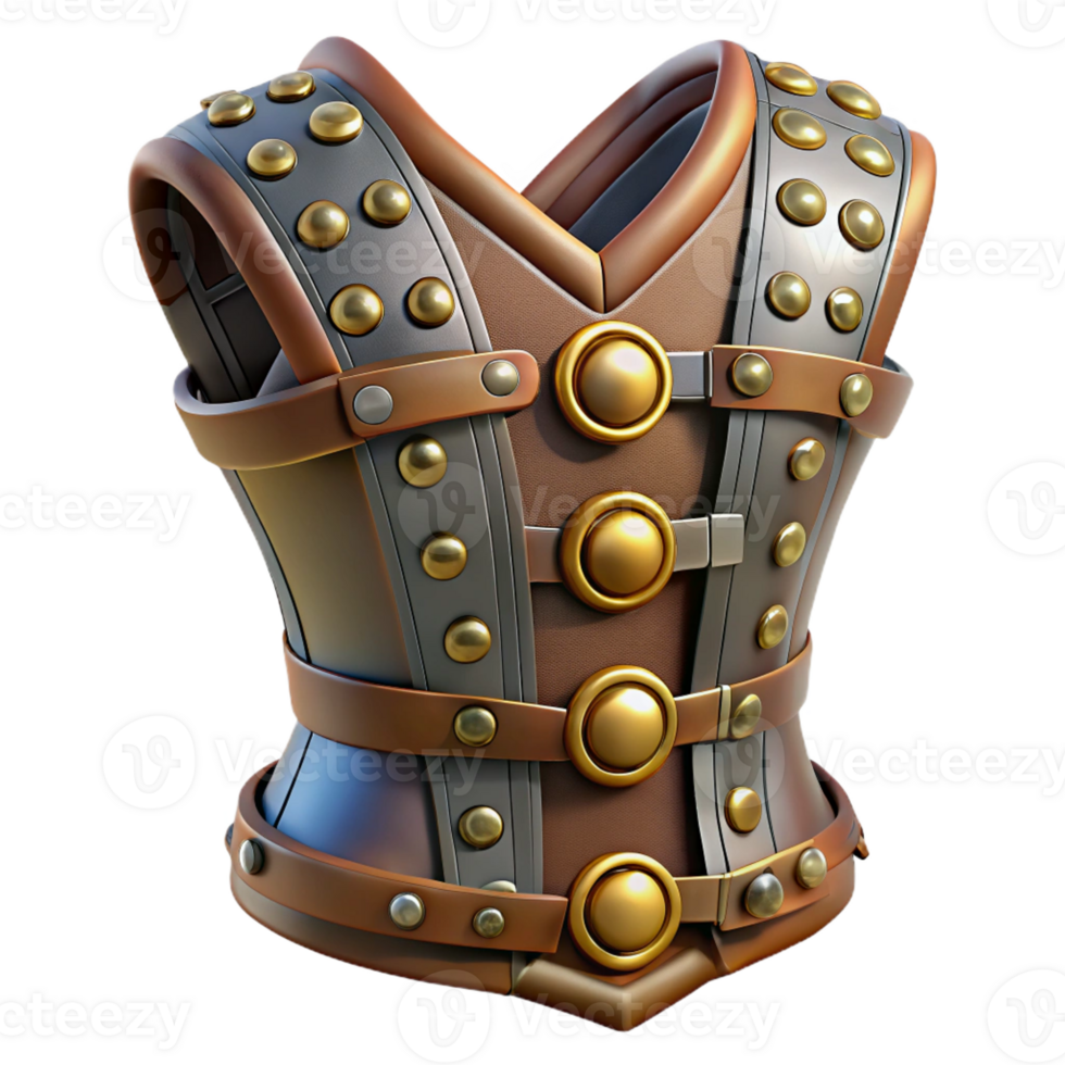 dramatic passionate minimalist Steampunk corset with metallic buckles and rivets with Transparent Background top-tier png