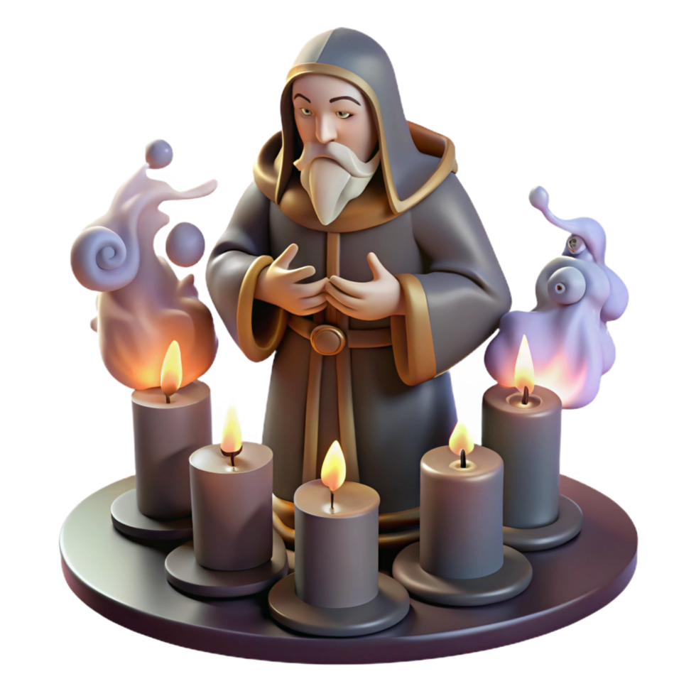 elegant artistic A Wise Old Oracle Consulting the Runes exclusive png